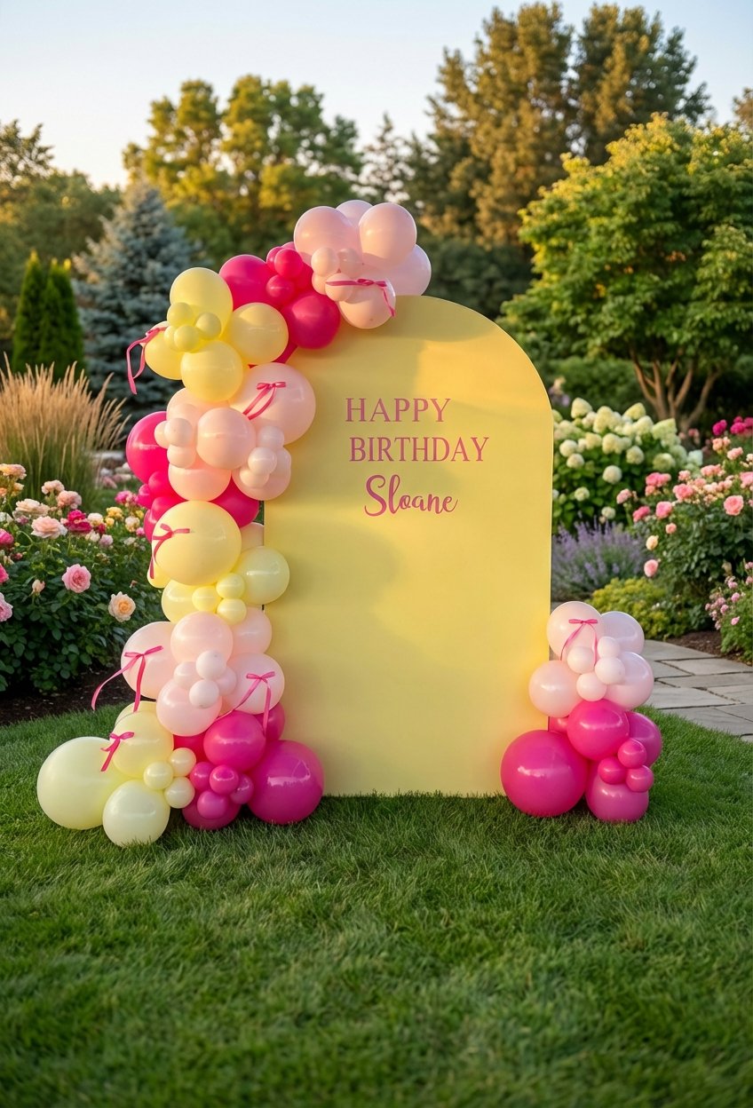 yellow pink balloons